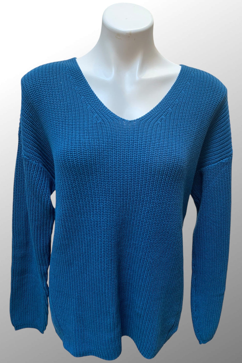 Echo Verde Women's Sweater Mallard Teal / S Organic Cotton V Neck Sweater - Foxy