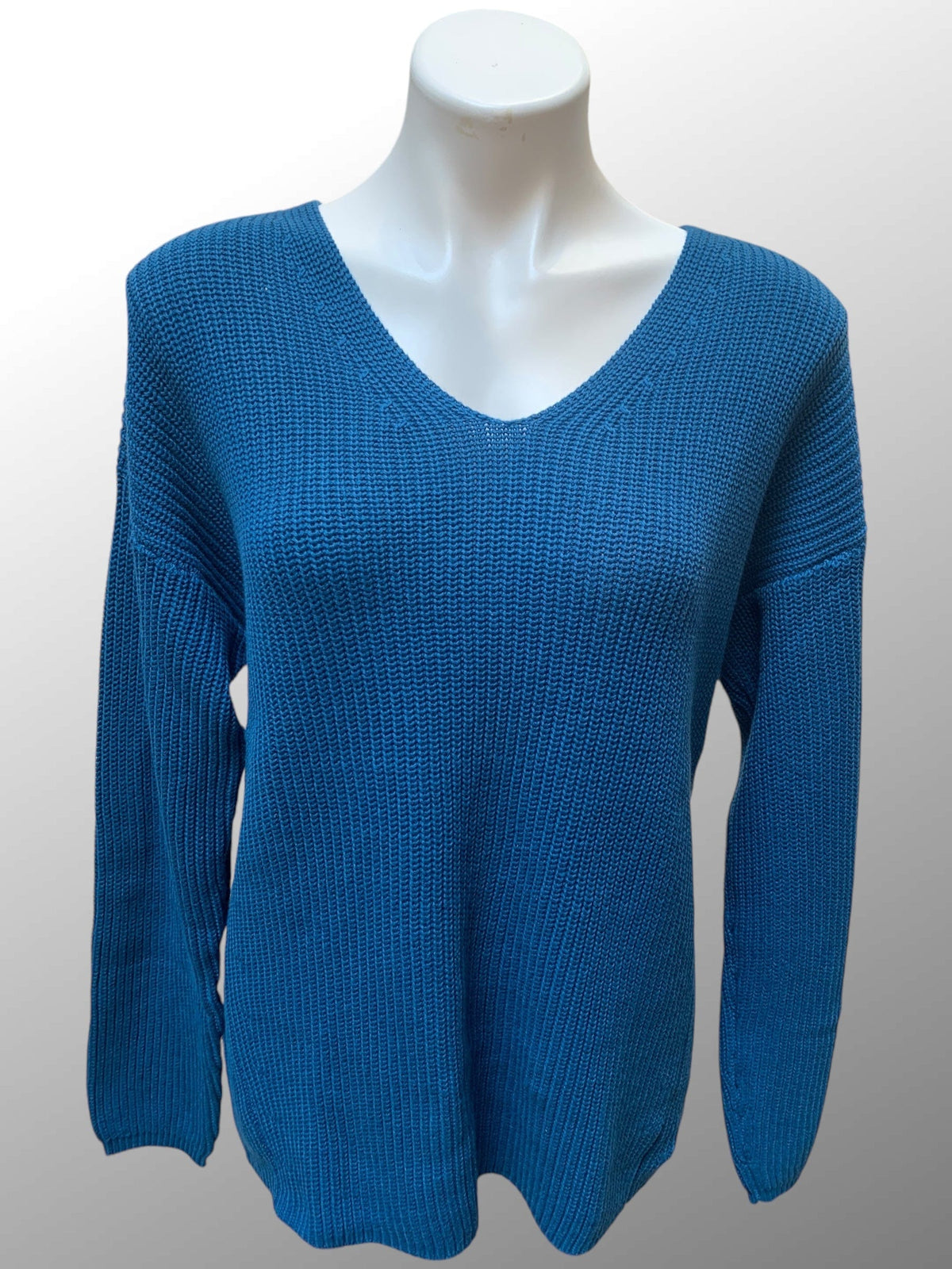 Echo Verde Women&#39;s Sweater Mallard Teal / S Organic Cotton V Neck Sweater - Foxy