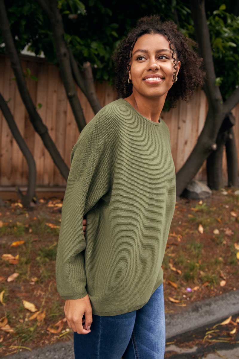 Echo Verde Women&#39;s Sweater Moss / one size 100% Organic Cotton Sweater Sara - one size