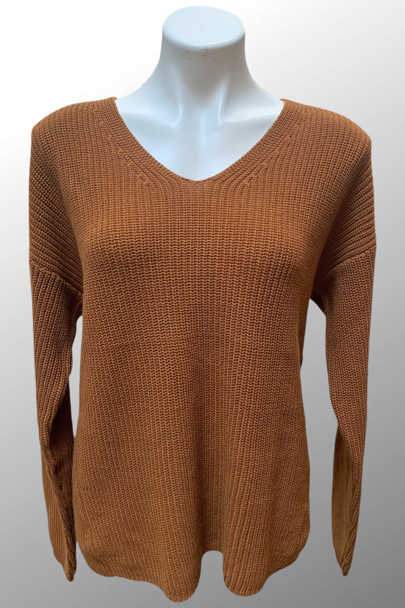 Echo Verde Women's Sweater Saffron / S Organic Cotton V Neck Sweater - Foxy