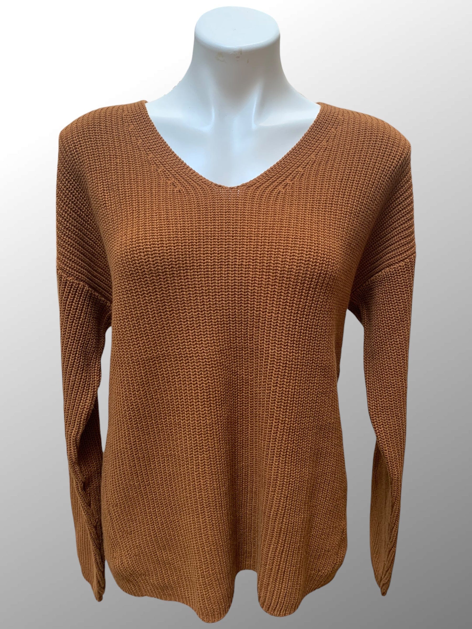 Echo Verde Women's Sweater Saffron / S Organic Cotton V Neck Sweater - Foxy