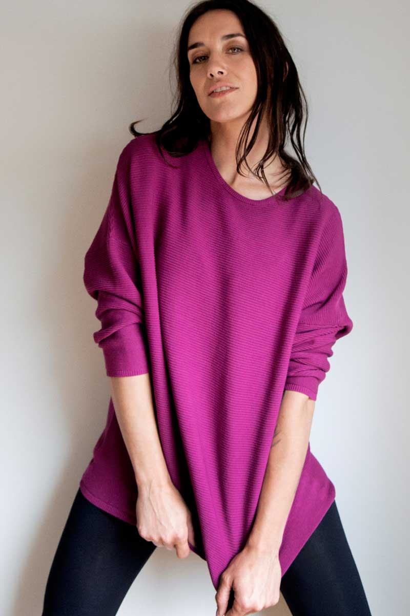 Echo Verde Women&#39;s Sweater Violet / one size 100% Organic Cotton Sweater Sara - one size
