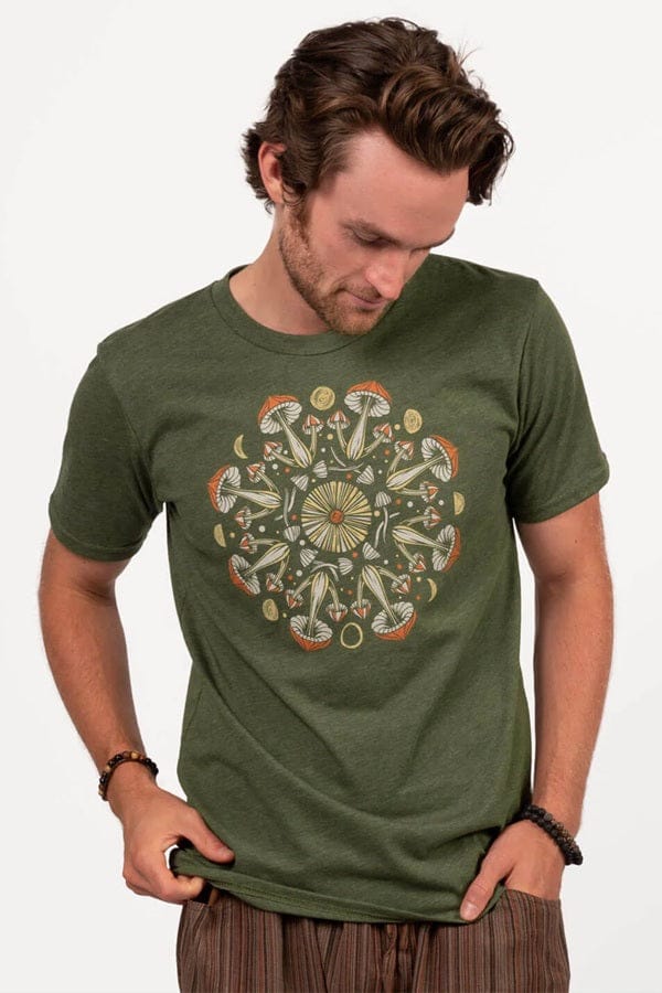 Eco Friendly Unisex T-shirt - Mushroom Mandala - Natural Clothing Company