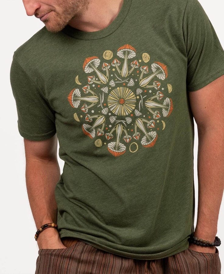 Eco Friendly Unisex T-shirt - Mushroom Mandala - Natural Clothing Company