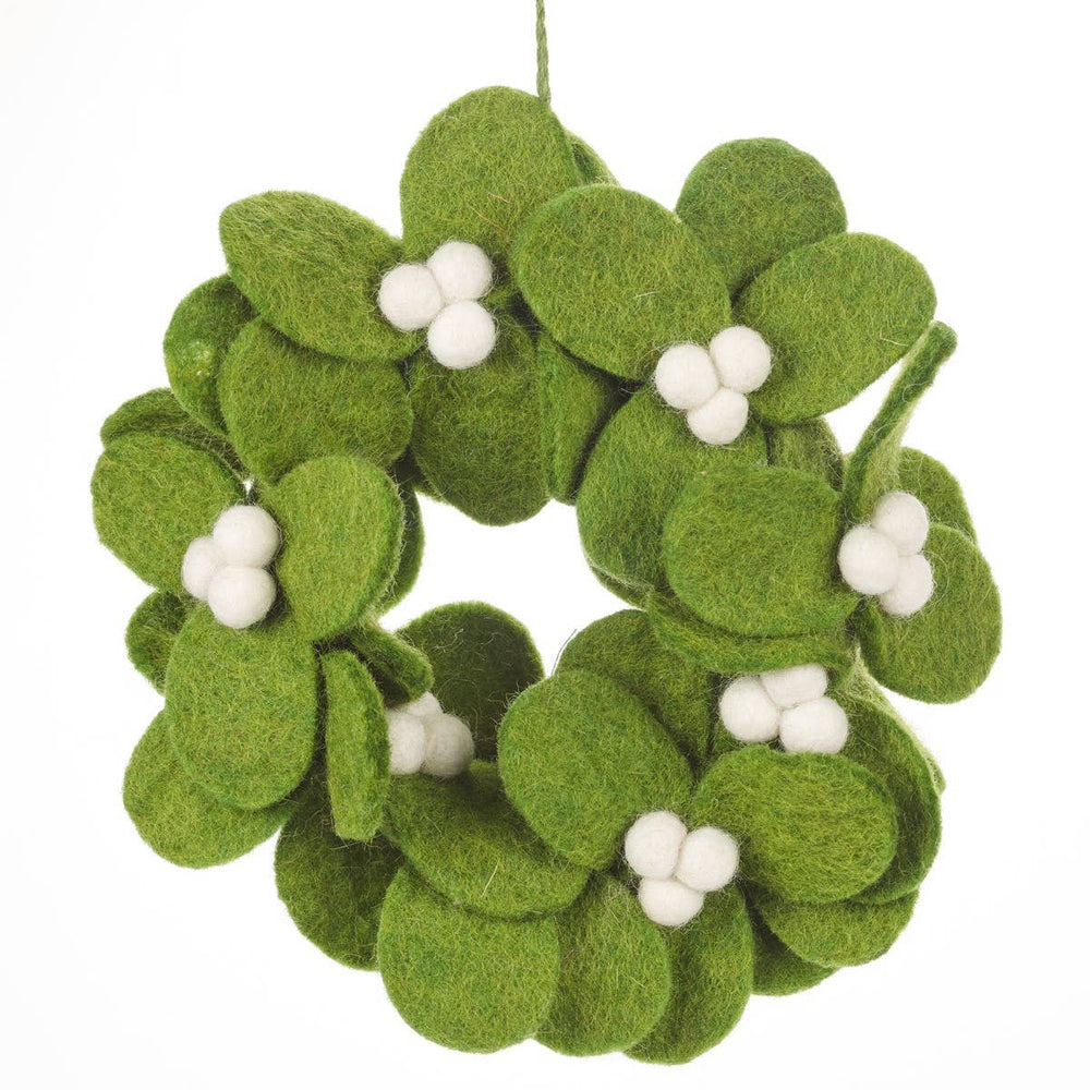 Felt So Good Handmade Felt Fair tade Mistletoe Mini Wreath Christmas