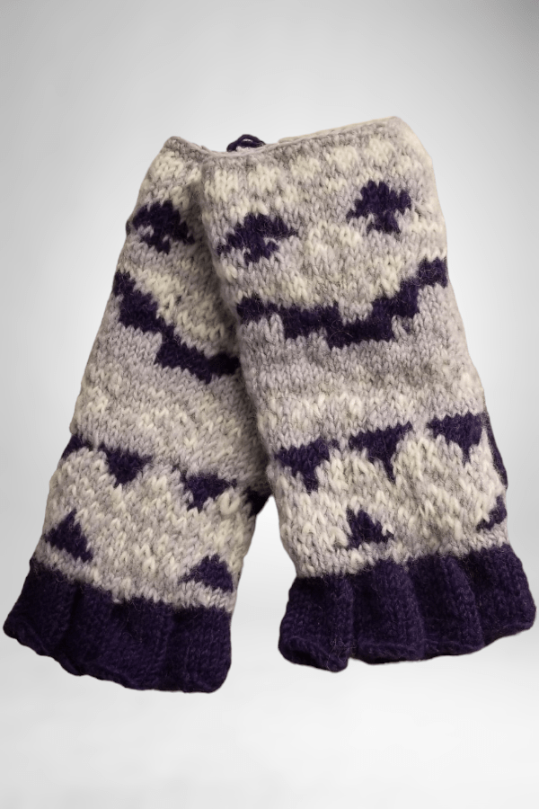 Icelandic Design mittens Purple Blue mix / one size Fingerless Wool Mittens