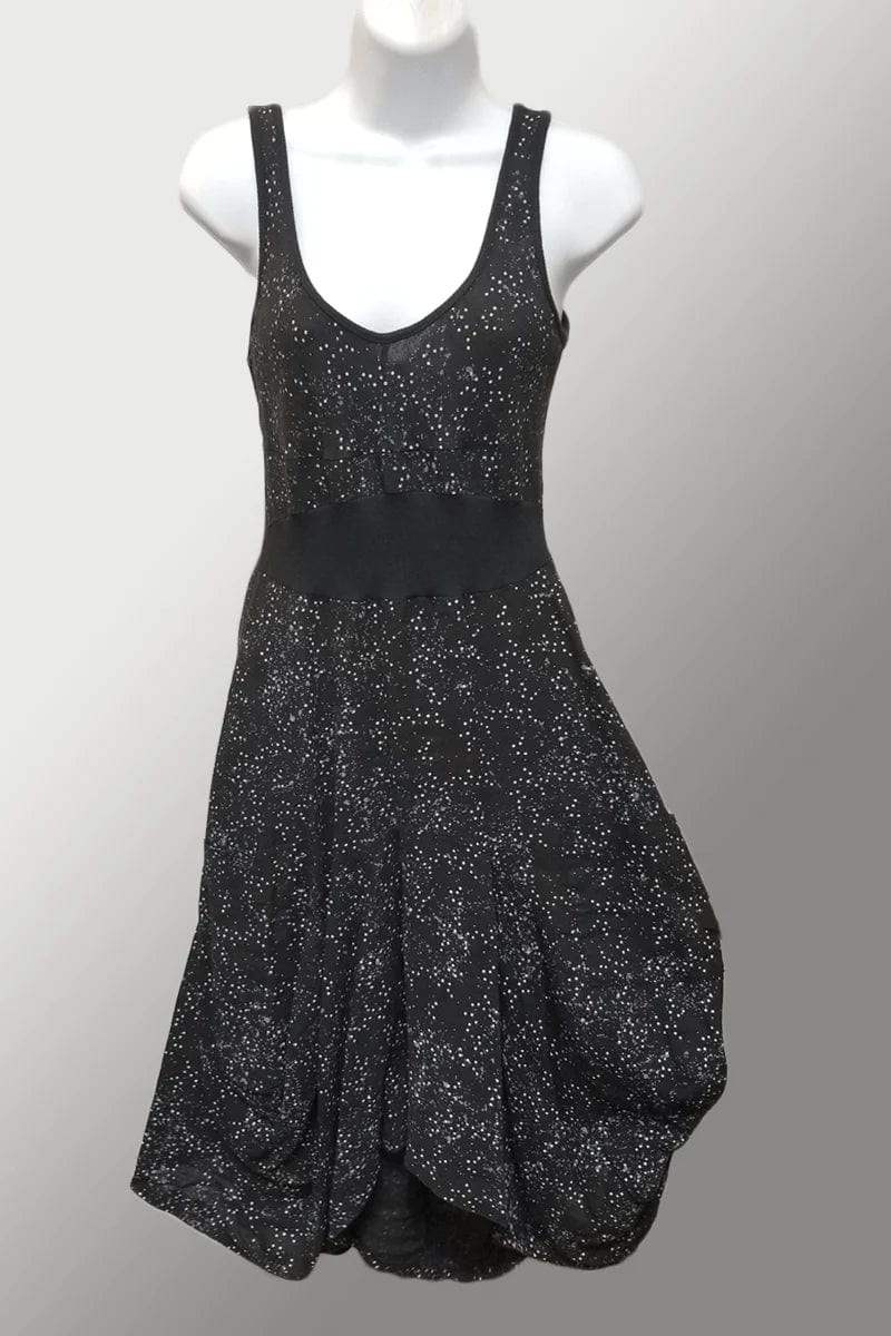 Inizio Women&#39;s Dress blk bkgd white dots / M Italian Linen Dress by Inizio - Magic sleeveless