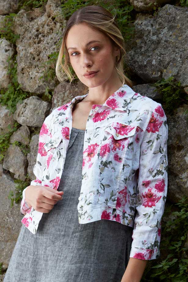 Inizio Women&#39;s Dress Floral Jacket, Inizio Italian Linen