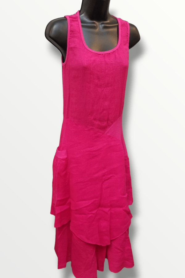Inizio Women&#39;s Dress Fuschia / S (fits like S/XS) Italian Linen Dress by Inizio - Flutter (solid colors)