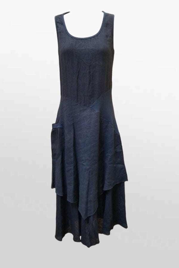 Inizio Women&#39;s Dress Ink / S (fits like S/XS) Italian Linen Dress by Inizio-Flutter