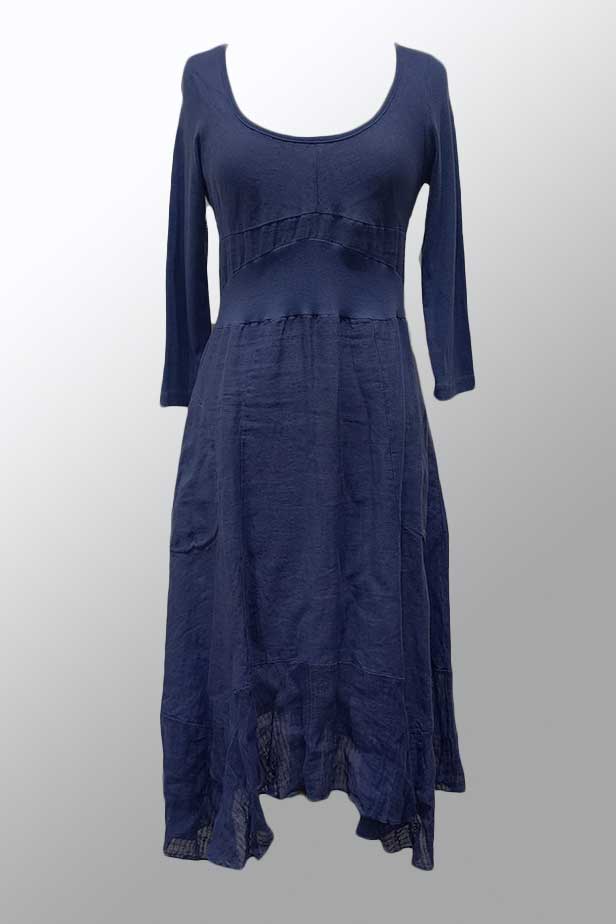 Inizio Women's Dress Cactus SW / M Magic with Lace, Inizio Italian Linen Dress 3/4 sleeve