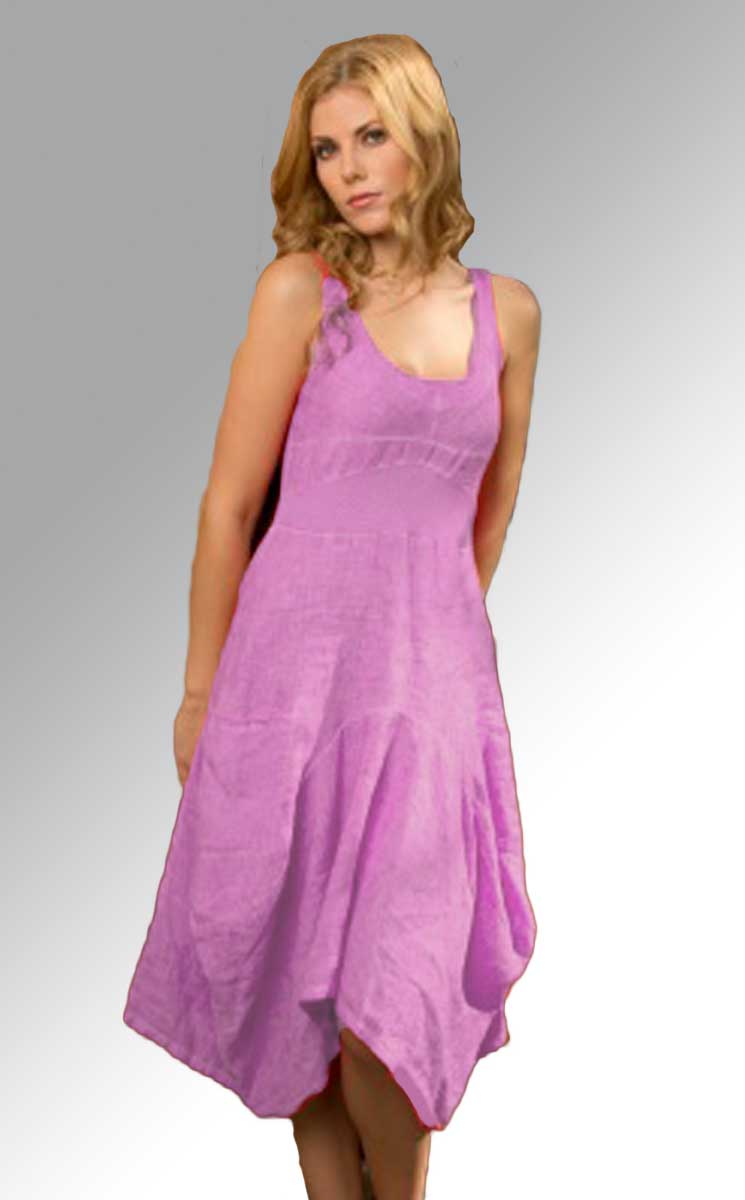 Inizio Women&#39;s Dress Pink / M Italian Linen Dress by Inizio - Magic sleeveless