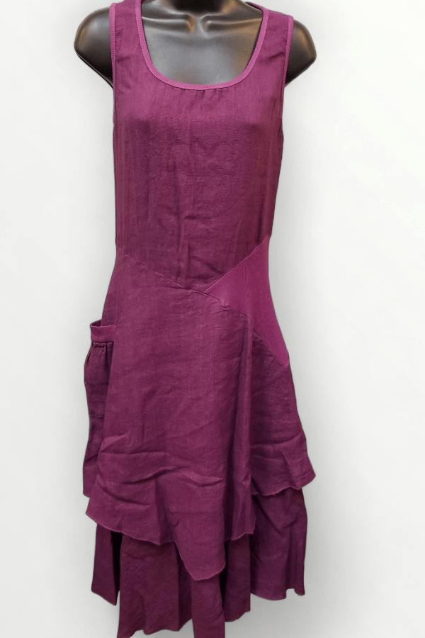 Inizio Women&#39;s Dress Plum / S (fits like S/XS) Italian Linen Dress by Inizio - Flutter (solid colors)