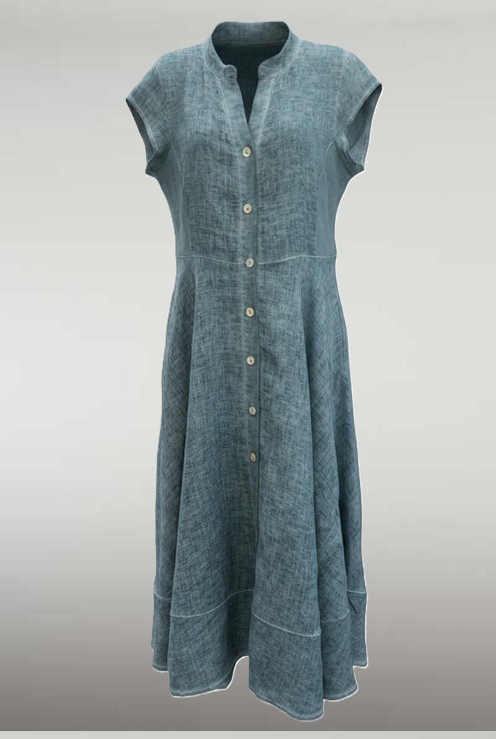 Linen Dress with Cap Sleeves by Inizio