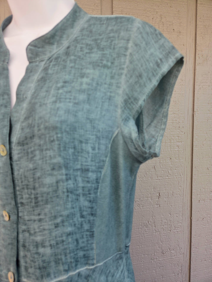 Linen Dress with Cap Sleeves by Inizio