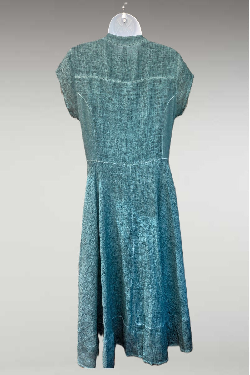 Linen Dress with Cap Sleeves by Inizio