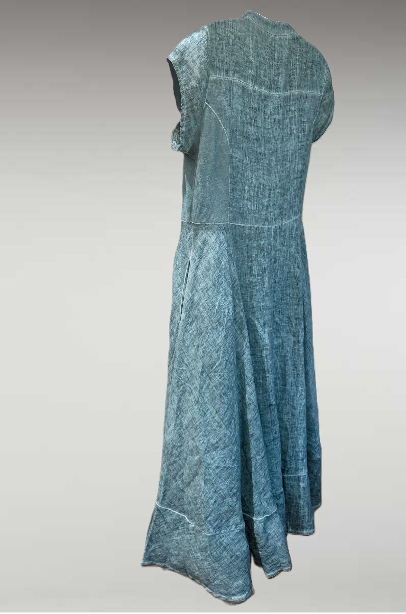 Linen Dress with Cap Sleeves by Inizio