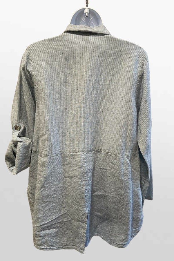 Kleen Women&#39;s Long Sleeve Top Long Sleeve Mini Stripe Buttoned Shirt