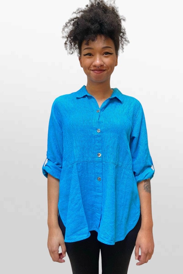Kleen Women's Long Sleeve Top Long Sleeve Mini Stripe Buttoned Shirt