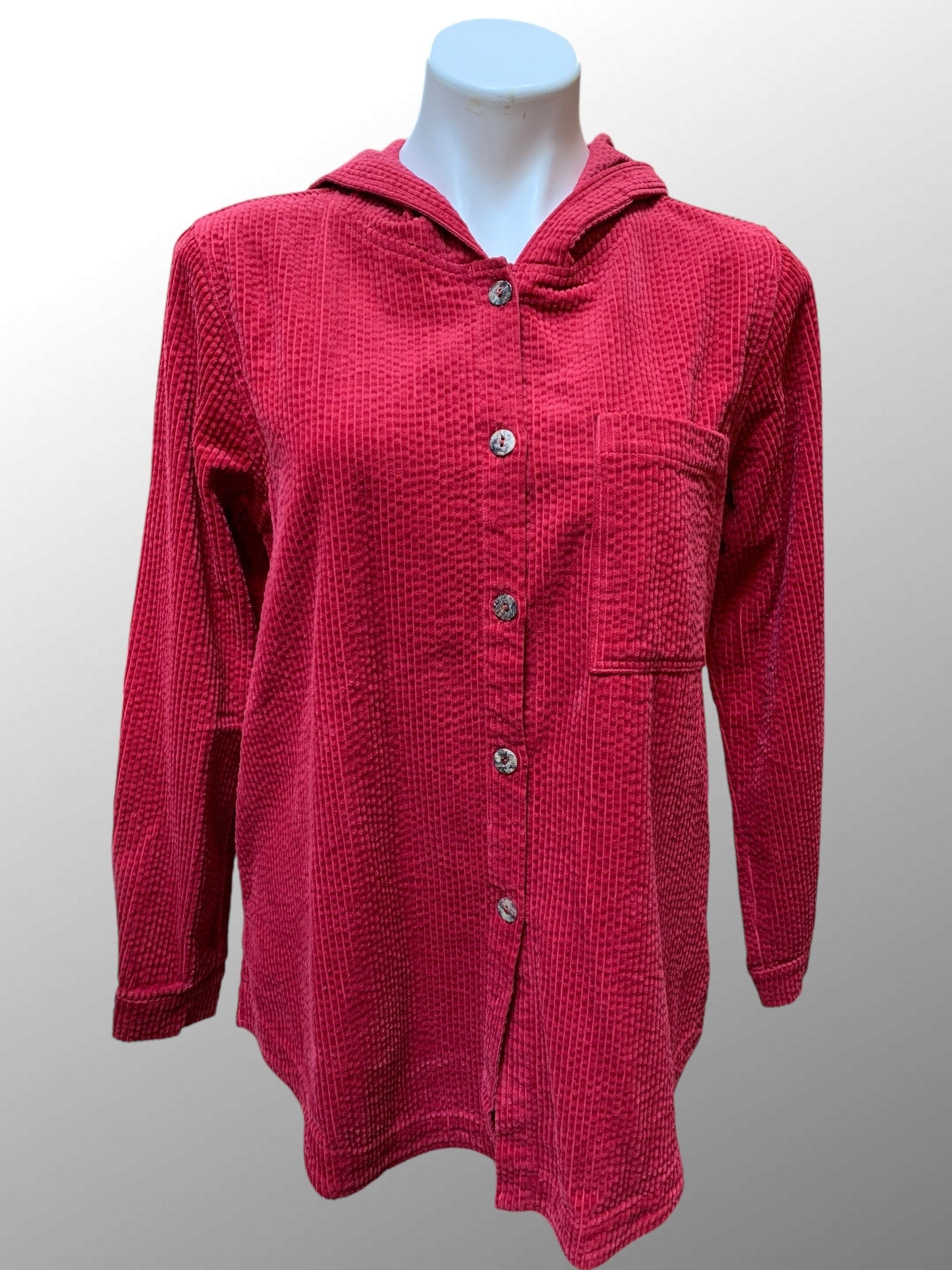 Kleen Women's Long Sleeve Top Rosy Red / XS Corduroy Hooded Shirt