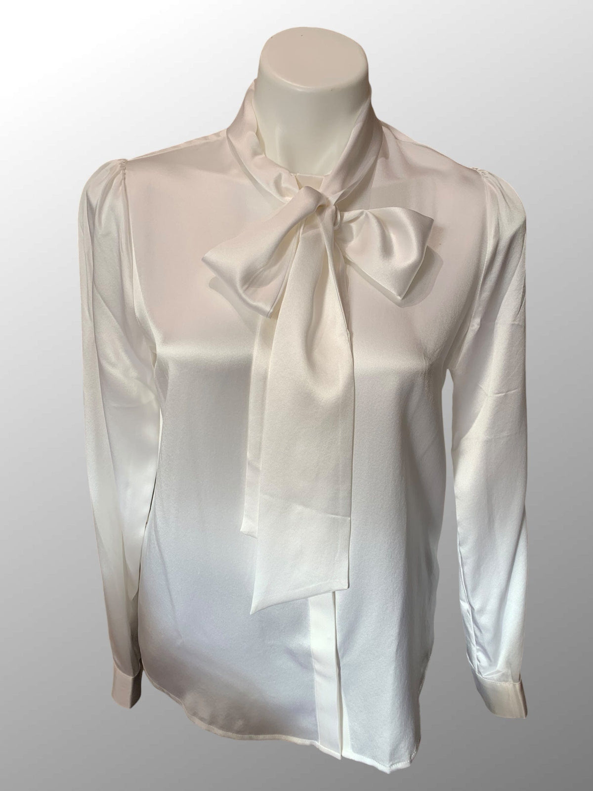 Lily Silk Women&#39;s Long Sleeve Top White / S Silk Bow or Tie Blouse