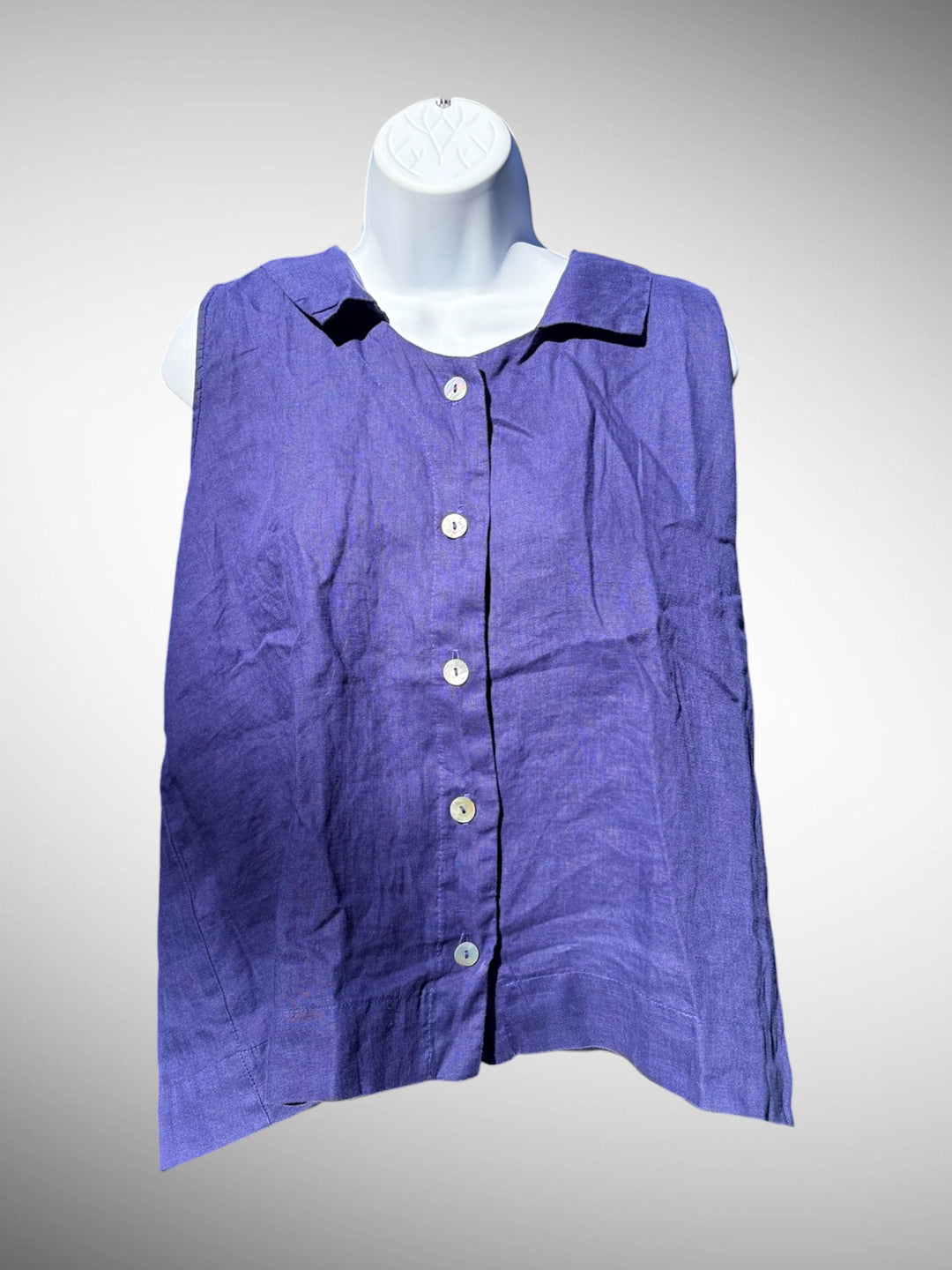 Linen Sleeveless Blouse with Collar