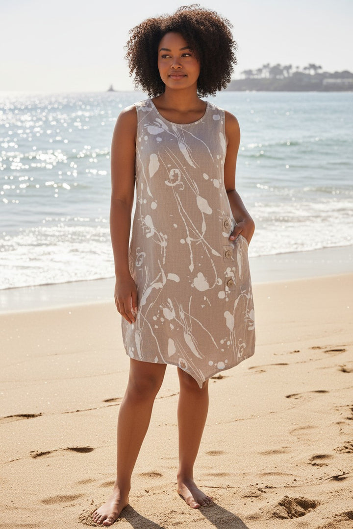 Italian Linen Dress - Sleeveless Classic - Natural Clothing Company