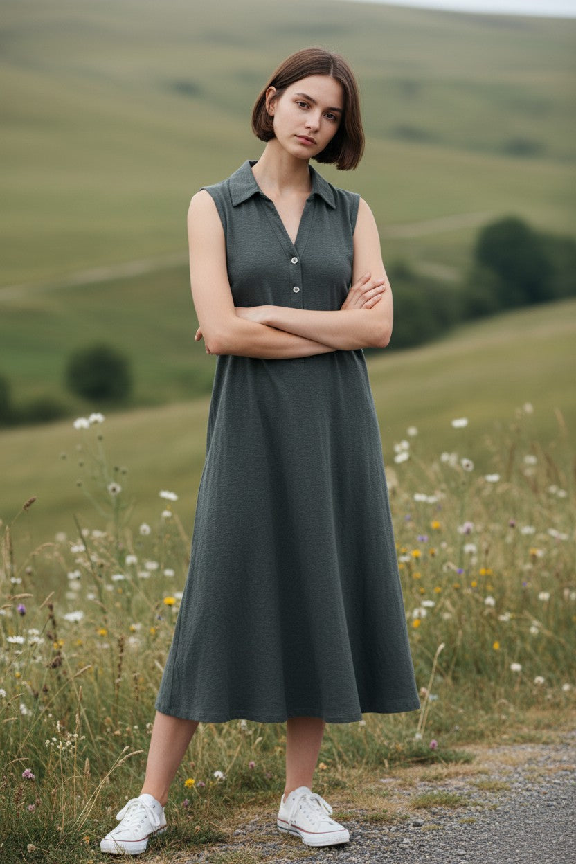 Linen Bias Placket Dress