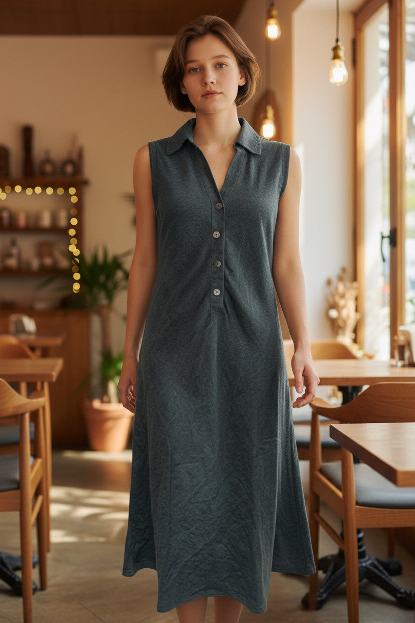 Linen Bias Placket Dress