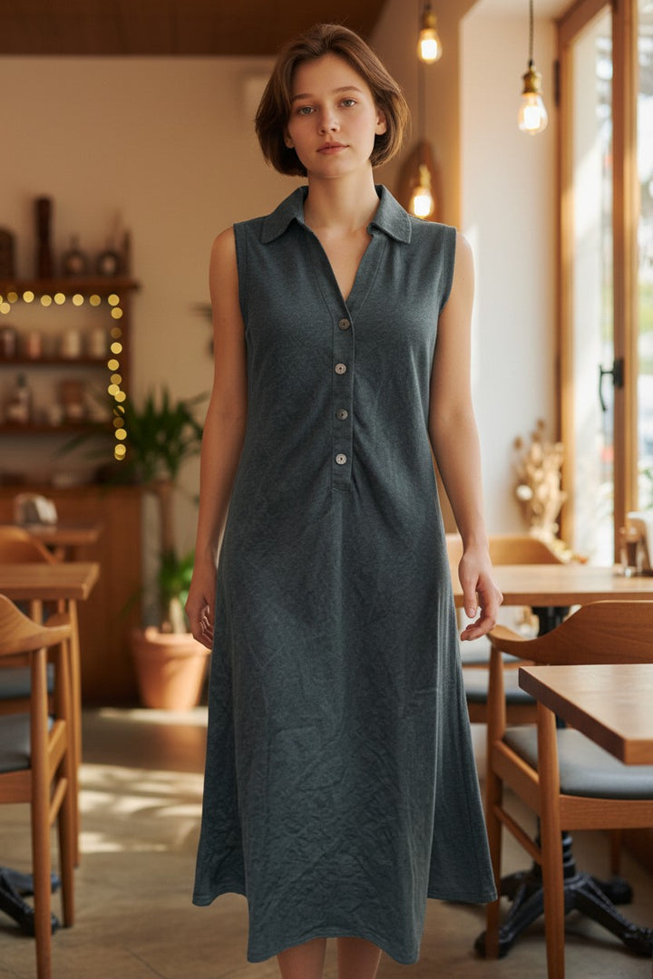 Linen Bias Placket Dress