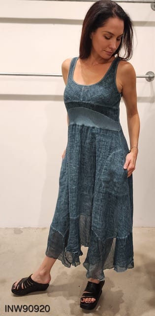 Romantic Linen Dress with Lace by Inizio - Lyric