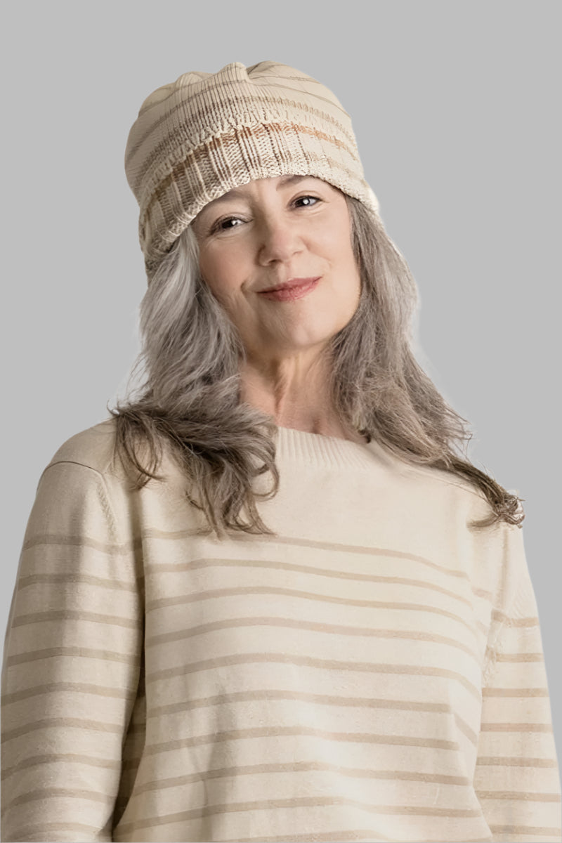 Maggie's Hat unisex Grey Stripe Chunky Beanie