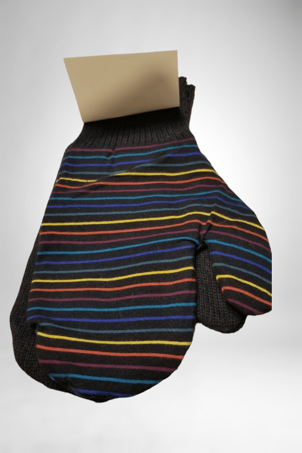 Maggie&#39;s mittens stripes/black / one size Organic Cotton Mittens - recycled scraps unisex