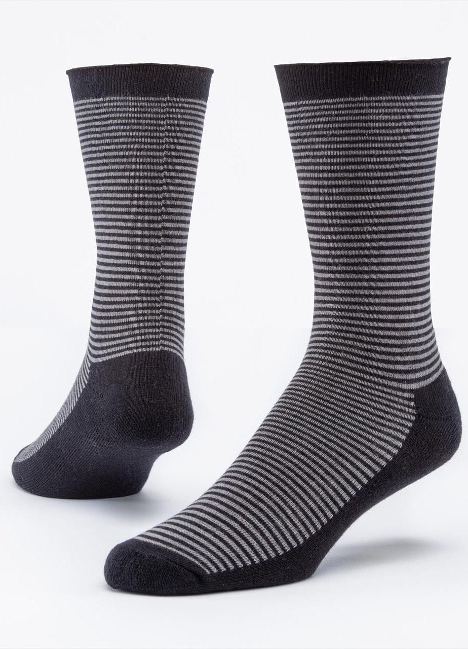 Maggie&#39;s Unisex Socks Black Stripe / 9-11 (women&#39;s) Cushioned Organic Cotton Blend Crew Socks