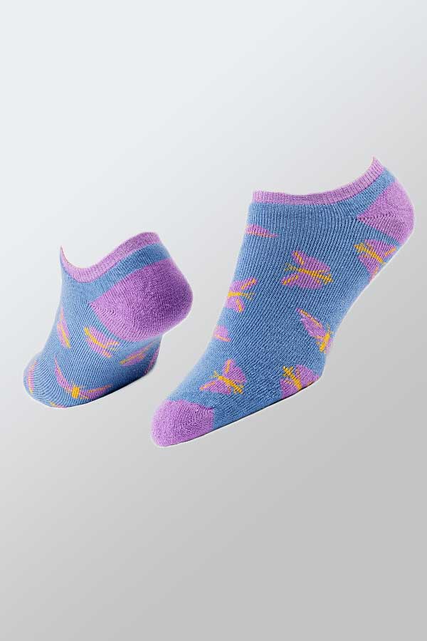 Maggie&#39;s Unisex Socks Butterfly / 9-11 (Medium) Organic Cotton Blend Footie Socks - printed