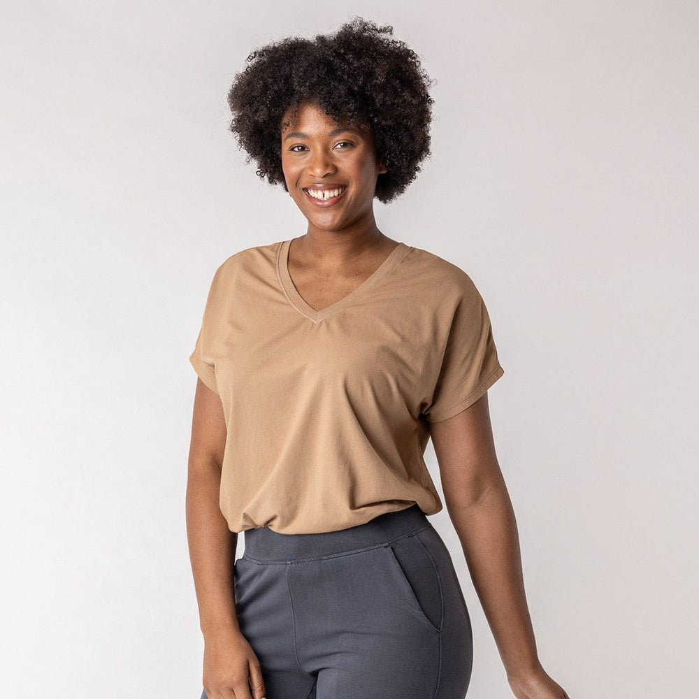 Maggie's Women's Short Sleeve Top Turmeric / L Women's Organic Cotton Slouch V-Neck