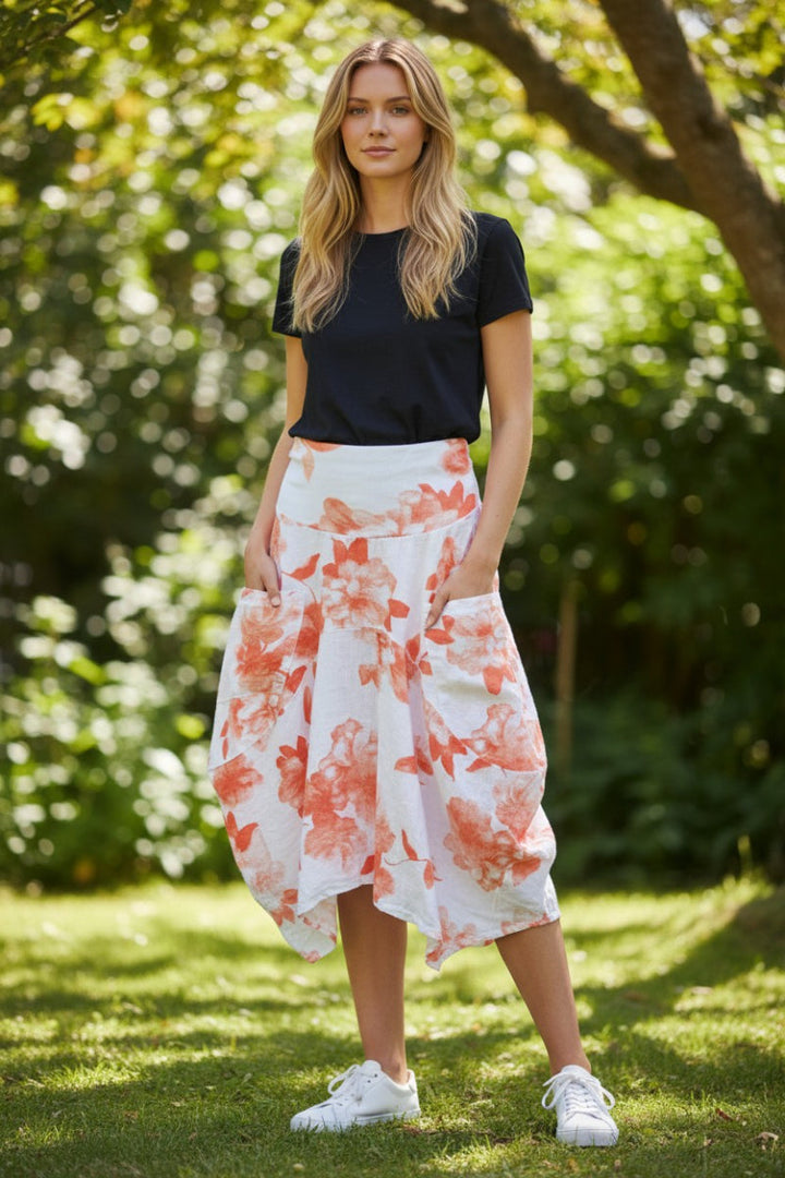 Linen Magic Skirt from Inizio - Flowers