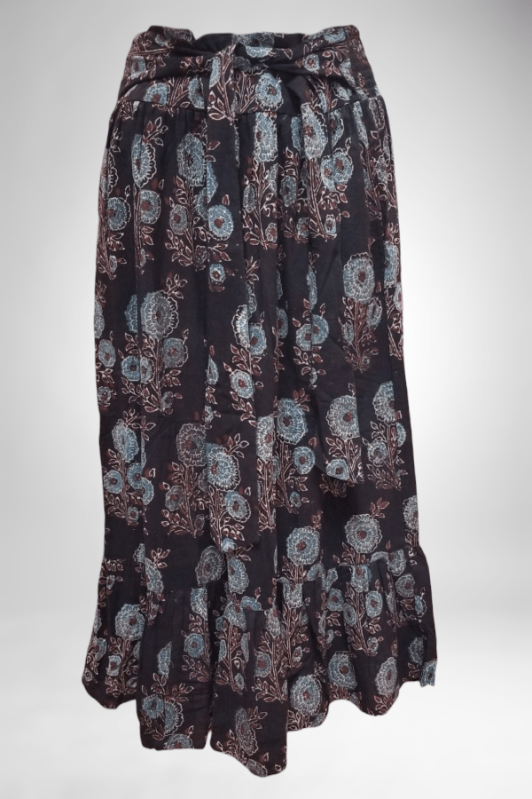 Mata Traders Women's Skirt Blue Brown print / S Long Cotton Skirt - Nahla