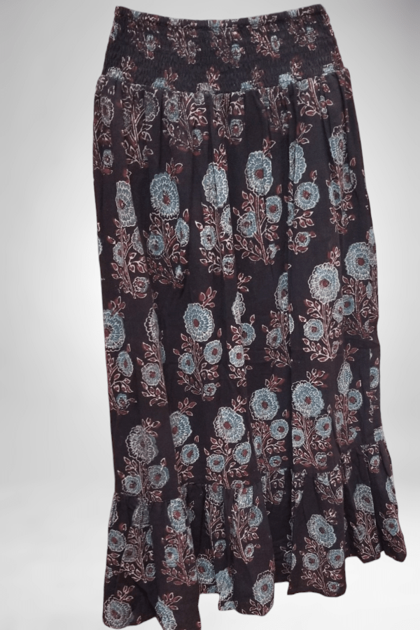 Mata Traders Women's Skirt Blue Brown print / S Long Cotton Skirt - Nahla