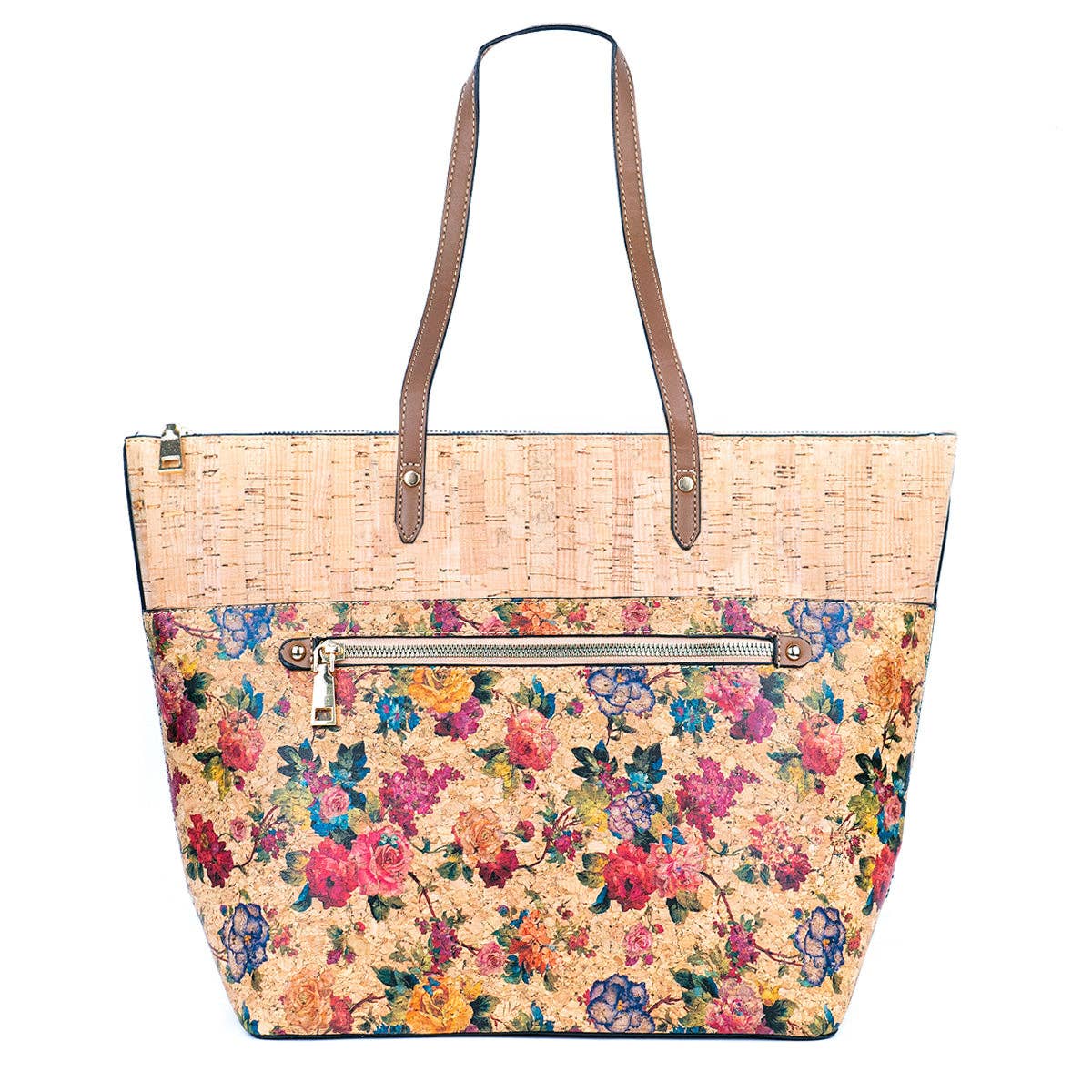 Meninas Bonitas Cork Chic Natural and Printed Cork Ladies' Tote Bag with PU Handle BAG-2331: A