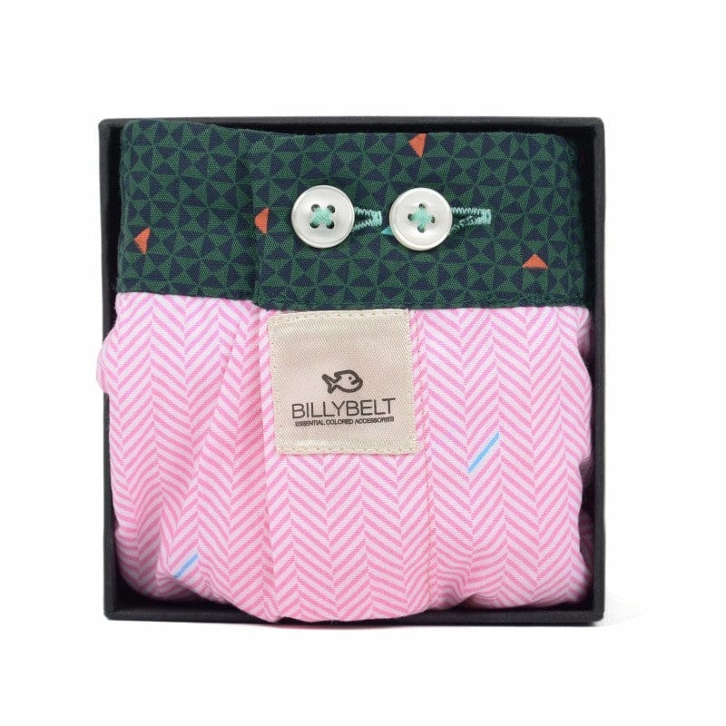 Men's Organic Cotton Pink Herirngbone Boxer Shorts (L only) ca14