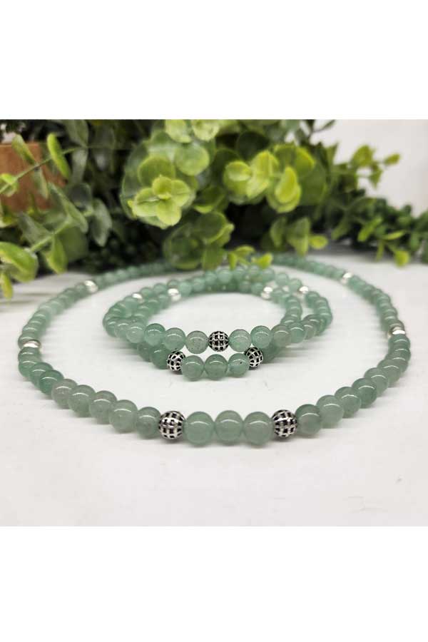 Meraki Gemstones Double Twist Bracelet or Choker Necklace - Green Aventurine