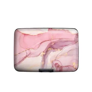 Monarque Pink Marble Armored Wallet RFID protection hard shell