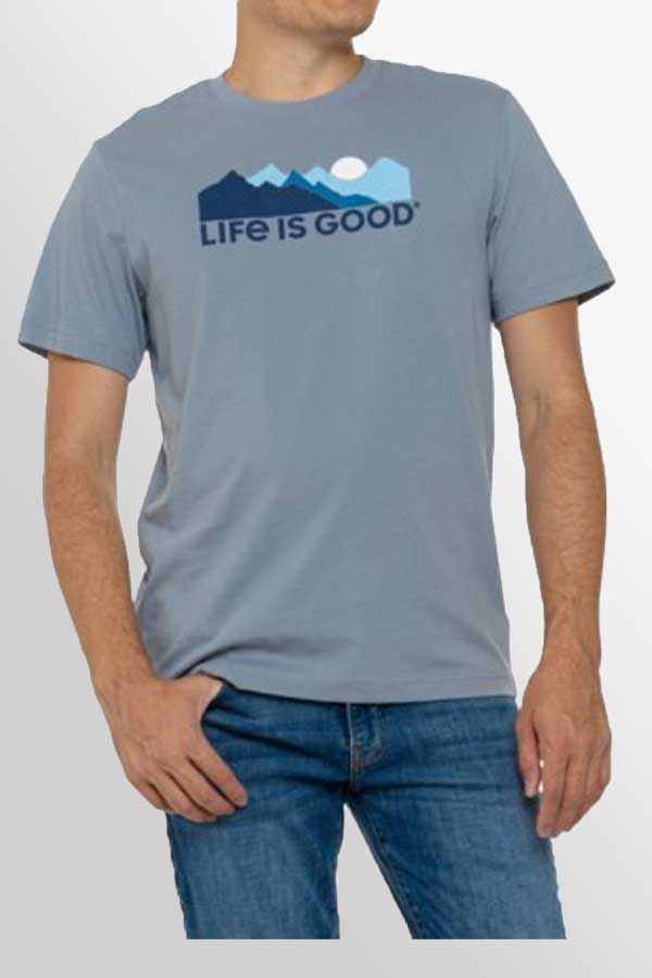 Natural Clothing Company Men's Short Sleeve Top Grey / M Men's Cotton T-shirt Life Is Good