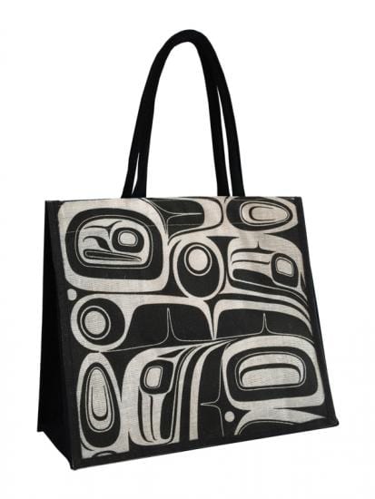 Panabo bag White Black / Small Raven Jute Small Shopping Bag - artwork by Kelly Robinson