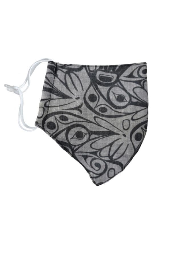 Panabo face mask Pale Grey / Hummingbird Linen Face Masks - First Nations Art