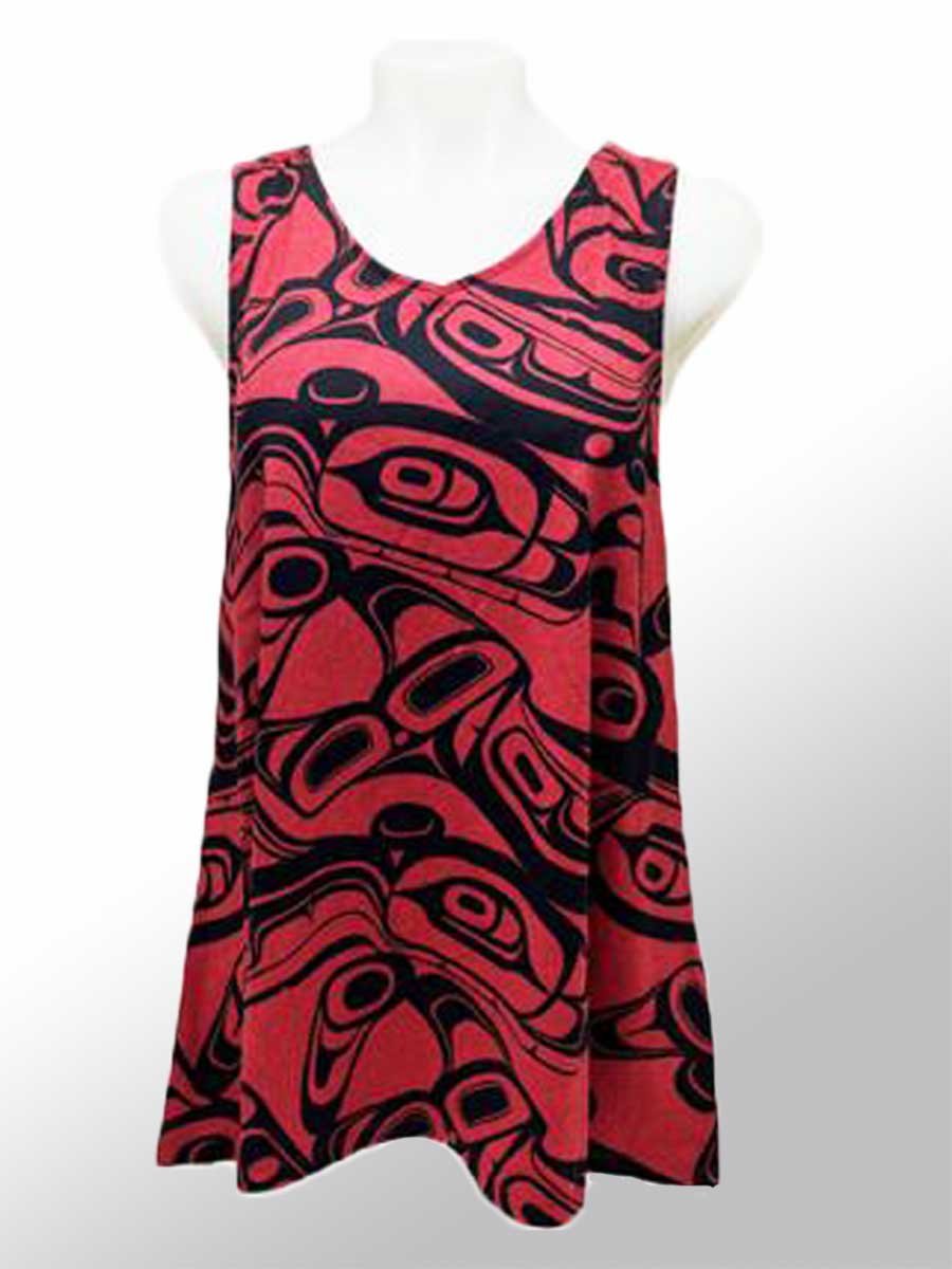 Panabo Women's Long Sleeve Top Whale Tunic Sleeveless - artwork by Kelly Robinson