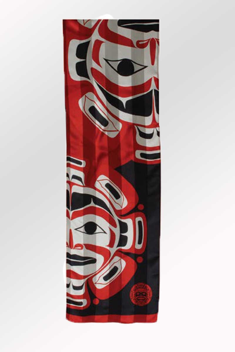 Panabo Women&#39;s Scarf Red/Black / Moon Face Moon Face Silk Scarf - by Klatle Bhi