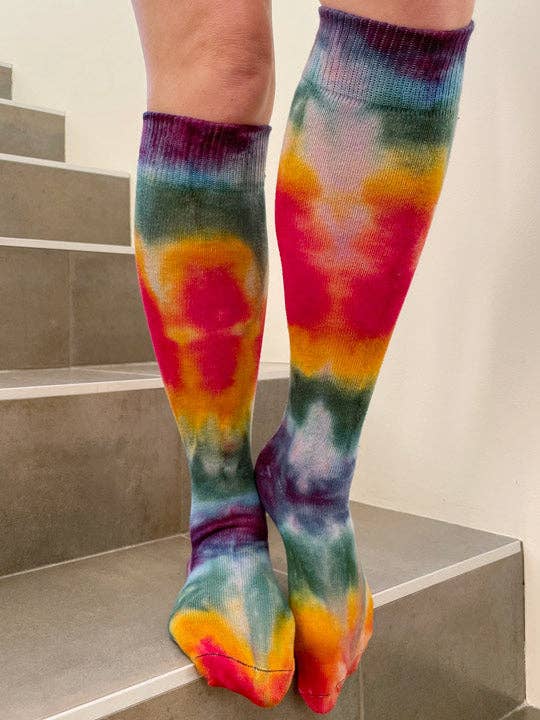 RocknSocks Rainbow Tie Dye Organic Cotton Women's Knee-High Socks