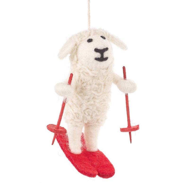 Handmade Felt Decoration Karate Pig or Skiing Sheep - Natural Clothing Company